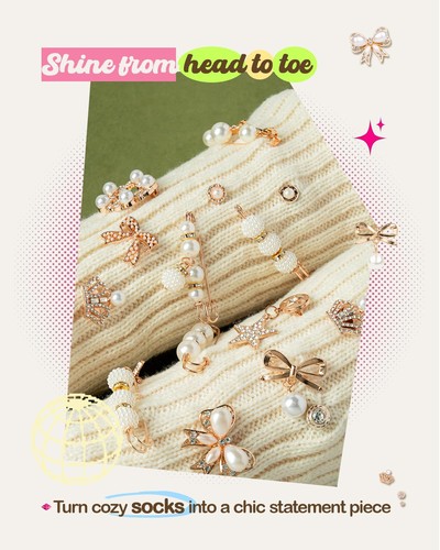 DoDoBeads Kit de 60 breloques chaussettes poubelle, broches et épingles dorées taille unique, - Photo 6/9