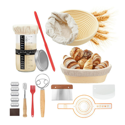Sourdough Starter Kit 10 Teile Gärkörbchen Set Brotbacken Zubehör für Einsteiger