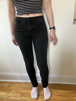 Old Navy Super Skinny Mid-Rise Black Denim Jeans Zip Button Women