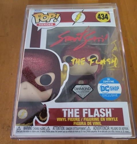 The Flash Funko Pop #434 Signed Grant Gustin & Tom Cavanagh JSA Diamond DC Shop
