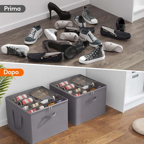Organizer per Scarpe per Armadio, Adatto per 12-16 Paia, Grande Scatola per Scar - Foto 7 di 12