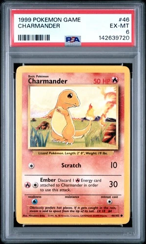 1999 POKEMON BASE SET UNLIMITED #46 CHARMANDER PSA 6