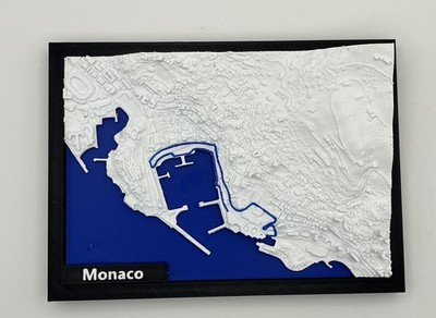Monaco F1 Circuit 3D Map - 5x7 3D Design with highlighted track & city elevation