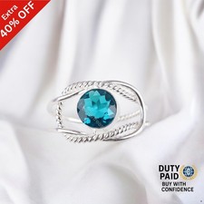 925 Sterling Silver Round Apatite Gemstone Anniversary Band Promise Ring Jewelry