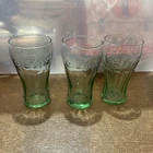 Vintage Coca Cola Coke Green Juice Glasses 4.5 inch Set Of 3