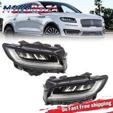 Pair LED Headlight For 2019 2020 2021 Lincoln Nautilus W/O Adaptive Left & Right