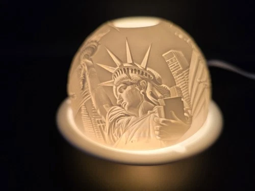 Bernardaud Limoge New York Lithophane Candle Votive T-light Bisque Porcelain