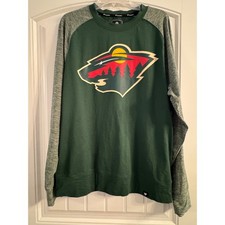 Fanatics Mens Minnesota Wild NHL Hockey Raglan Long Sleeve Shirt Large Green