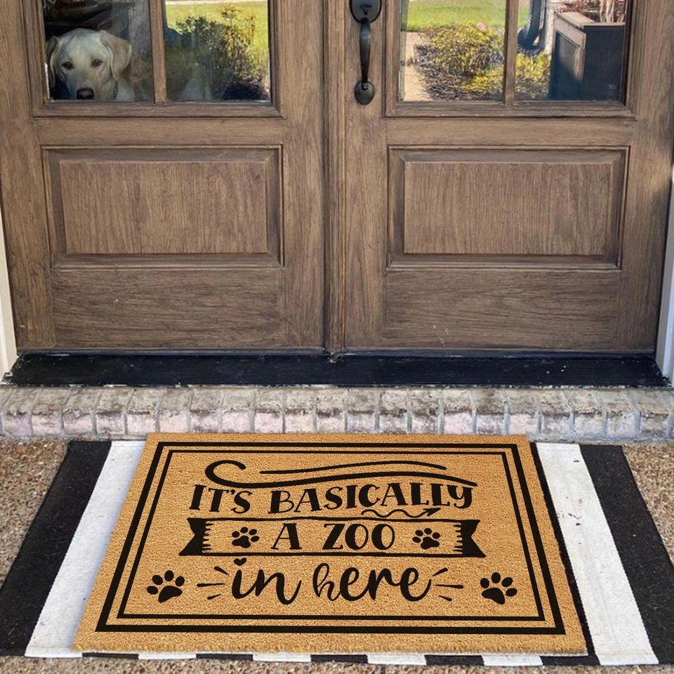 Funny Coir Doormat It's Basically A Zoo In Here Welcome Front Porch Decor Doo... - Image 3 of 4