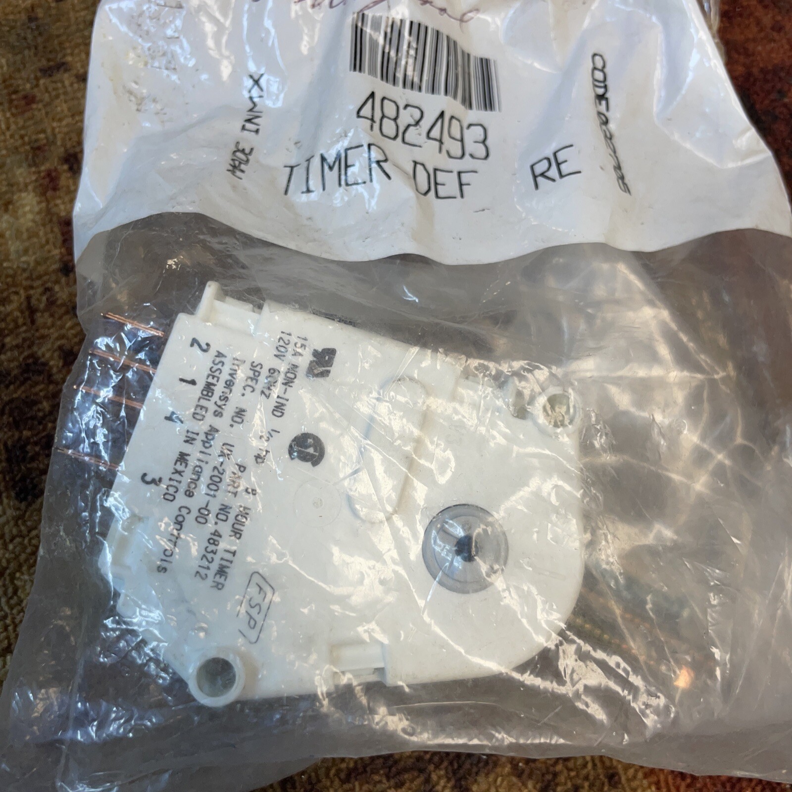 Whirlpool Defrost Timer Replacement Part 482493