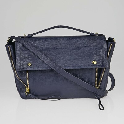 Phillip Lim Pashli Leather Messenger Satchel Bag in Ink Blue
