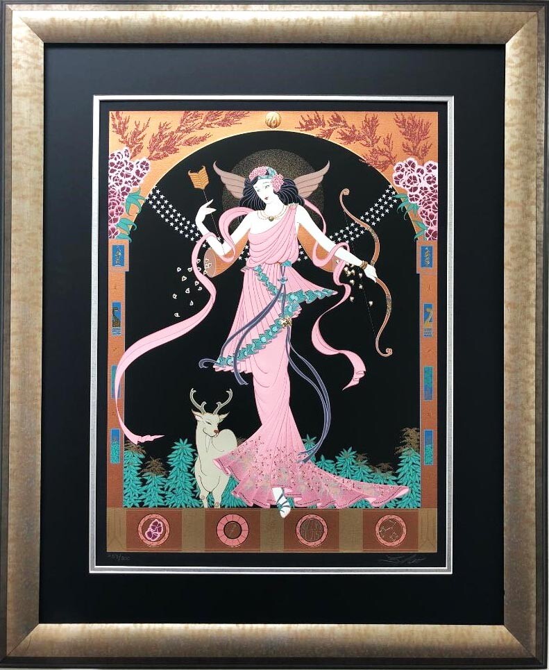 Art déco lithograph 直筆サインあり Lillian Shao 