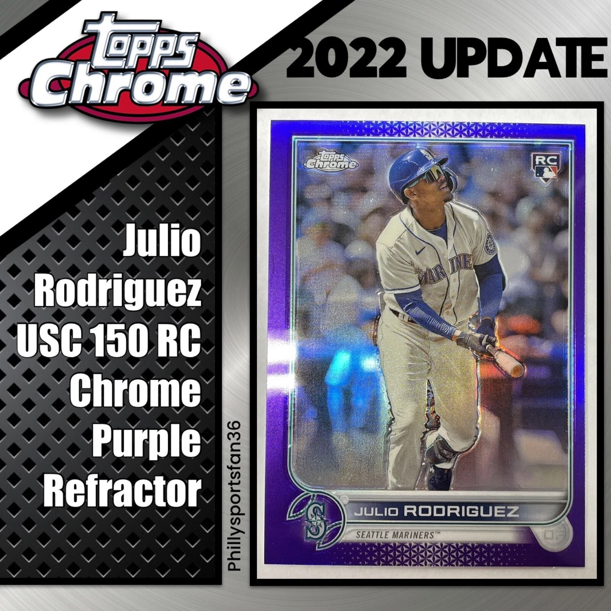 2022 Topps Chrome Update Julio Rodriguez Purple Refractor Rookie RC #USC150