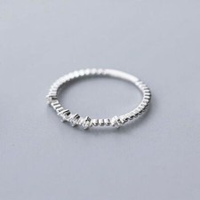 925 Sterling Silver CZ Thin Band Ring A3764