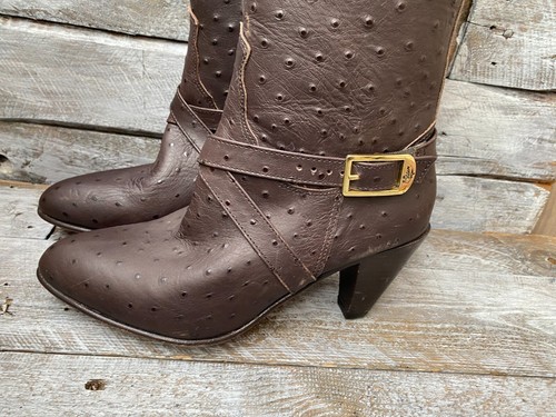 RM Williams kniehohe braune Reitstiefel mit geprägtem Straußenleder US 10,5 - Bild 8 von 21