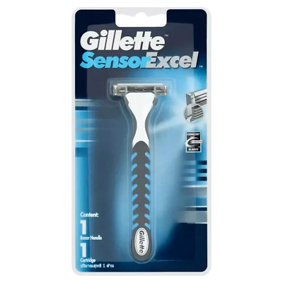 Gillette Sensor Excel Razor + 1 Refill Twin Blade Shaving Razor Handle Men