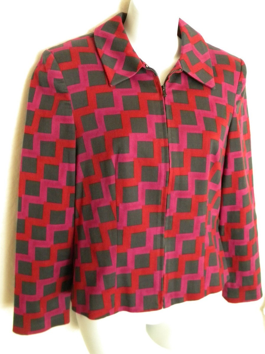 Forever New York Lined Zipper Front Jacket Gray, Pink, Red Size