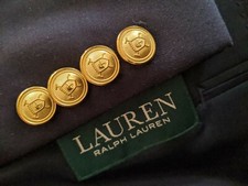 42R Ralph Lauren Polo Gold Button Wool poly Blazer Jacket Sport Coat Navy Blue