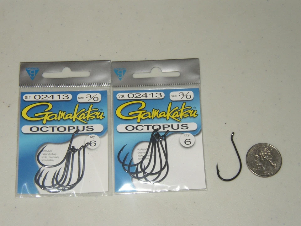 GAMAKATSU SZ 3/0 OCTOPUS TWO PACKAGES -12- HOOKS #02413