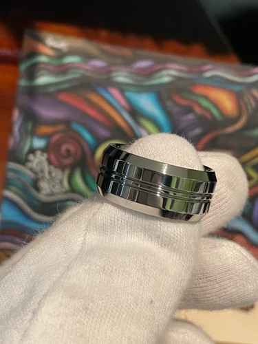 Big Men's Ring, Solid Titanium Band, 11mm Wide Polished Finish, Made to Order - Picture 8 of 10