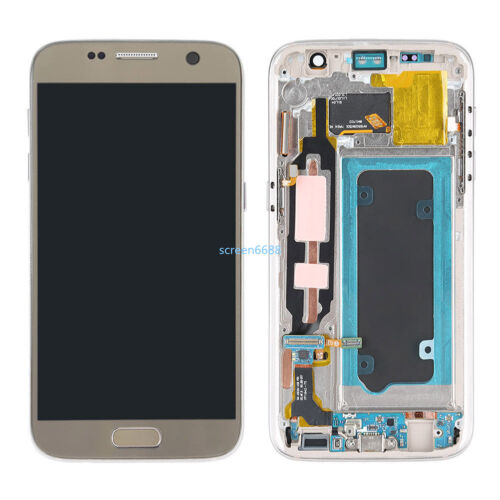 Für Samsung Galaxy S7 G930F Display LCD Glas Bildschirm Touch Screen+Rahmen Gold - Bild 1 von 7