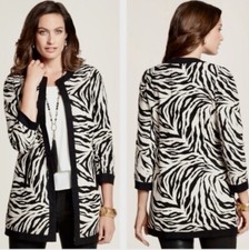 CHICO'S ZEBRA PRINT ANIMAL OPEN FRONT BLAZER WOMENS SIZE XL