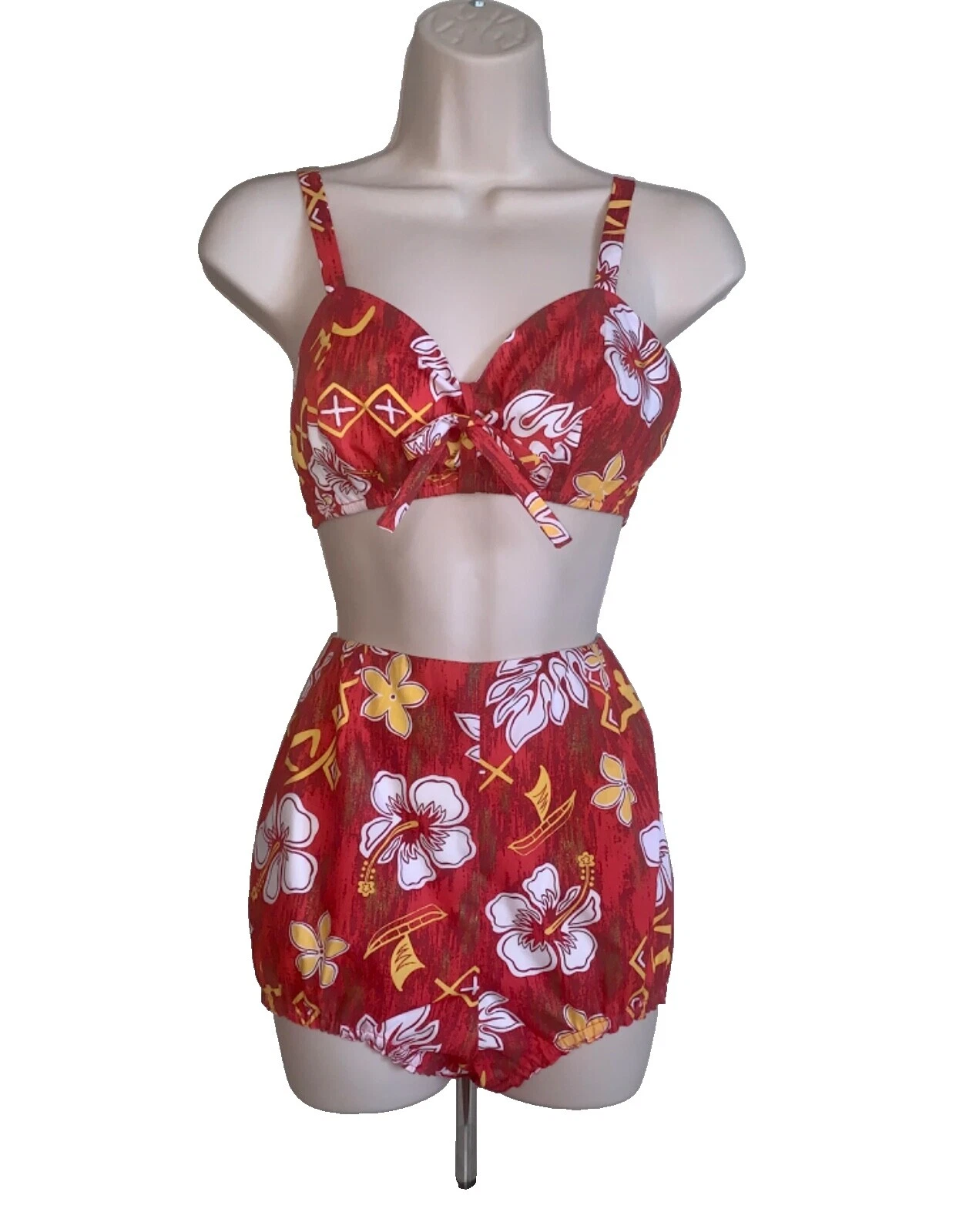 Trajes de baño vintage multicolor de algodón para mujeres