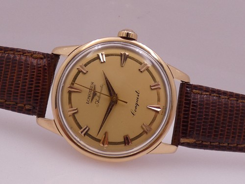 LONGINES CONQUEST 9001 AUTOMATIC 18Kt SOLID GOLD ORIGINAL DIAL YEAR 1957 WATCH - Picture 5 of 15