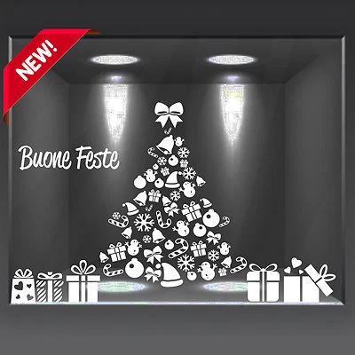 AVERY vetrofanie natalizie adesivo per vetrine casa albero di Natale pacchi a0699