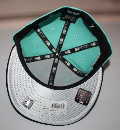 59Fifty New Era Fitted Hat Cap BROOKLYN NETS NBA MINT BLACK Size 7 *W7 - Picture 8 of 9
