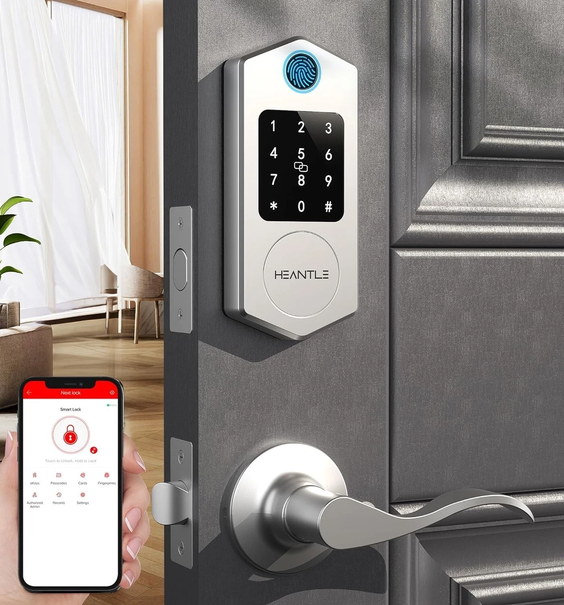 Front Door Lock Set HEANTLE Fingerprint Keyless Entry Smart Lock Keypad  Deadbolt