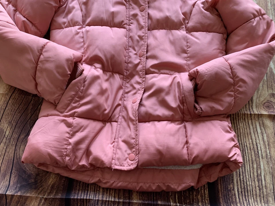 Old Navy Girl's Long Sleeve Full Zip Sherpa Lined Hooded Pink Puffer Jacket XL - Image 3 of 4