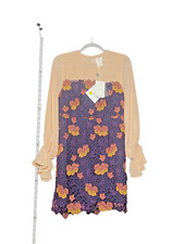 Foxiedox Women's Purple Floral Blouson Lace Sheath Dress Size 6 NWT