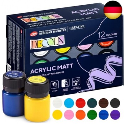 Decola Acrylfarben Set Matt | 12x20ml Acrylfarben Flaschen | Malen Und