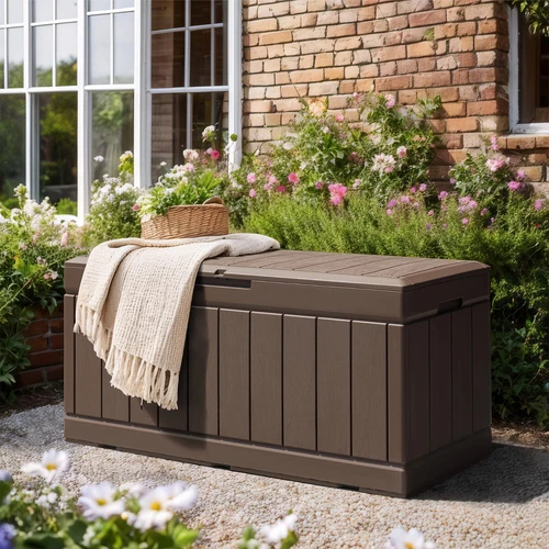 82 Gallon Outdoor Storage Patio Deck Box Waterproof Resin Container - Picture 8 of 9