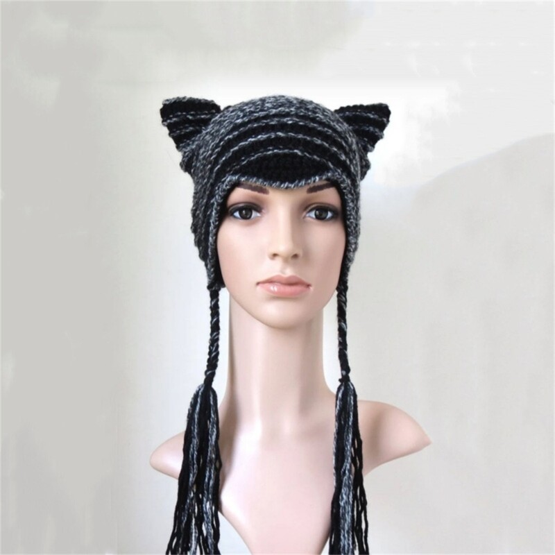 Little Devil Hat Devil Horn Hat CatEar Beanies Knit Devil Hat Earflap