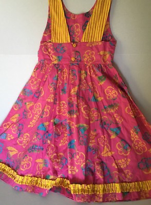 Young Colors Girls Batik Summer Dress Sun 6X Pink Floral Cotton  
