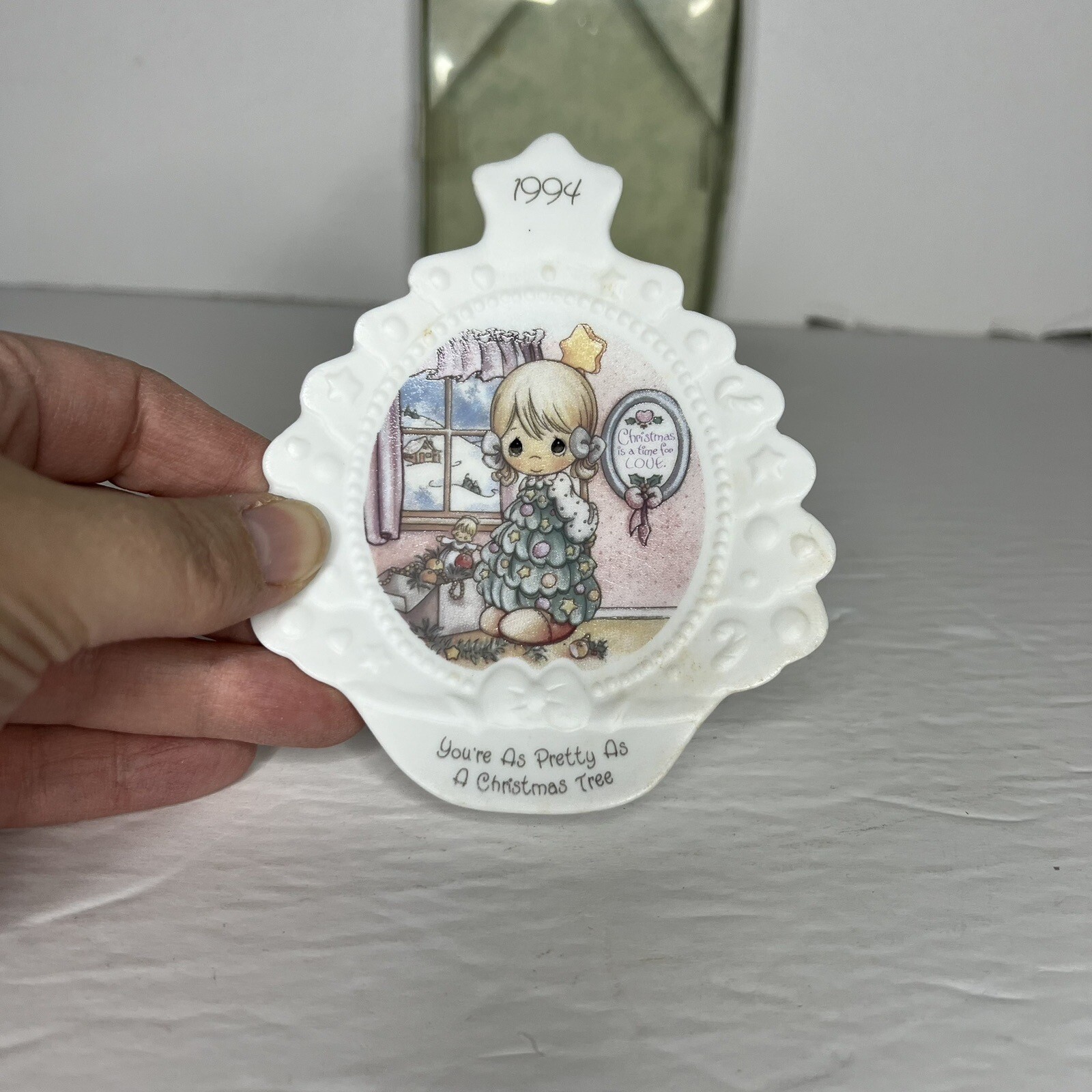 VTG Precious Moments Spoon Rest Trinket Tray 1994 Christmas is a Time for Love