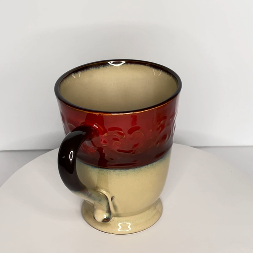 Pier 1 Mug Red Scroll Embossed Large 5" H Holds 16 Oz - Video 1 of 1