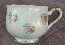 Vintage EXTRA TOUCH Made In Japan By FTD White Cup W/Pink Flowers Gold Rim