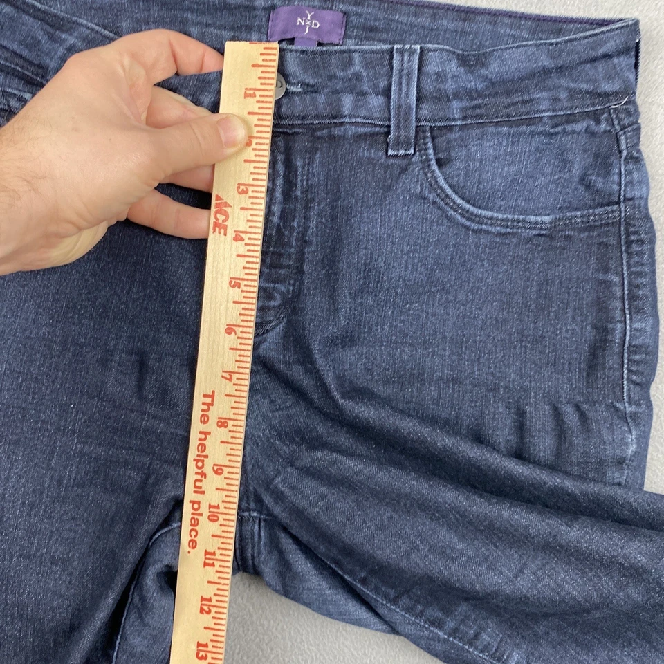 NYDJ Jeans Womens 12P Blue Straight Leg Denim Pants Made In USA Jeweled Pockets - Image 3 of 4