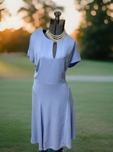 NEW Ralph Lauren Dress Size 12 Long Cocktail Party Dress Sky Blue $165 Easy Care