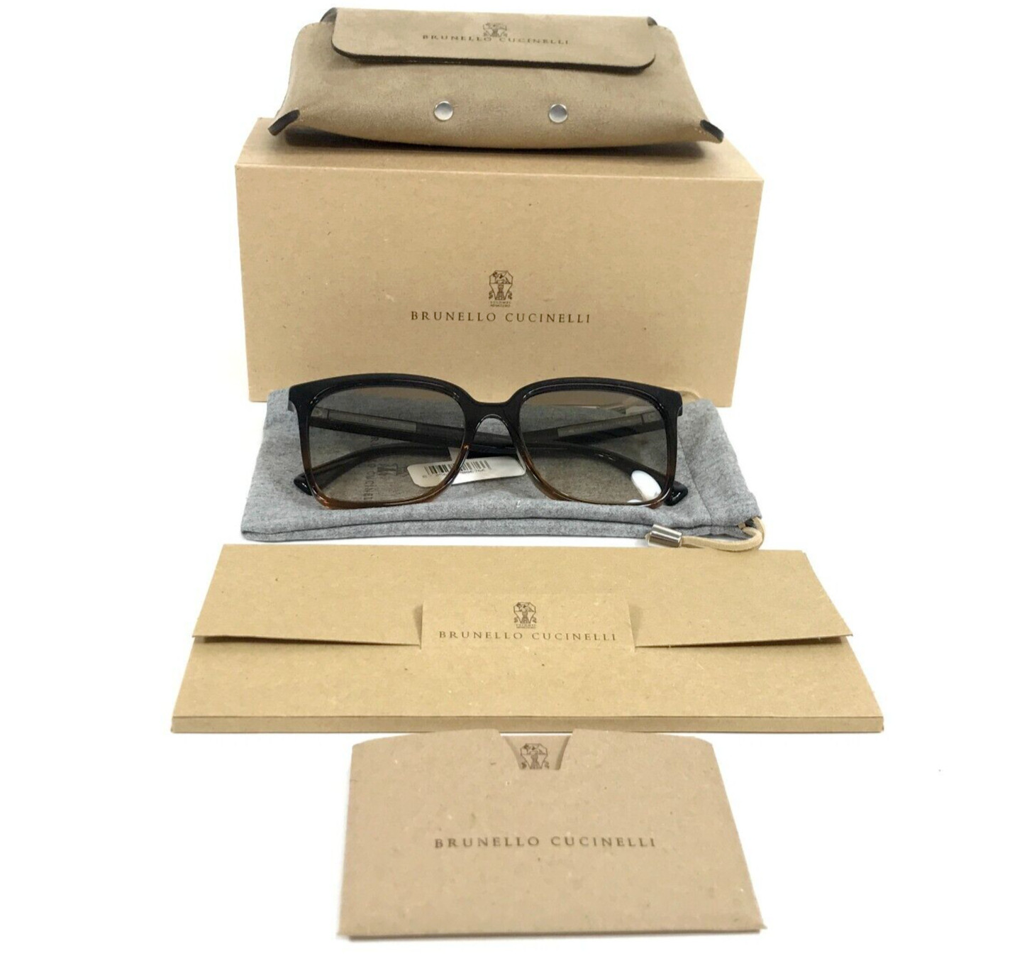 Солнцезащитные очки Brunello Cucinelli BC4007S 10052C Cognac Vintage Monile Коричнево-зеленые 100890₽