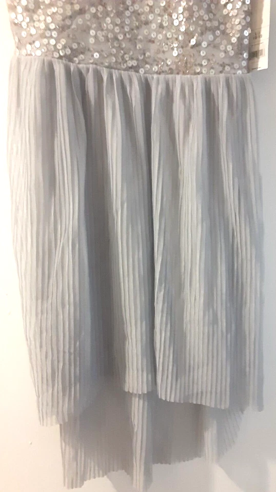 Vestido George Niñas Gris/Plateado Lentejuelas 10-12 Plisado Capas Fiesta Vacaciones Foto 3 de 4