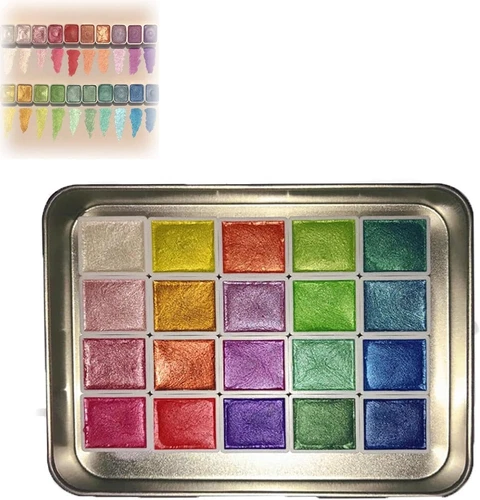 20-Colors Watercolor Painting Set, Multitudet Watercolor Paint, Metallic Paints - Picture 5 of 18