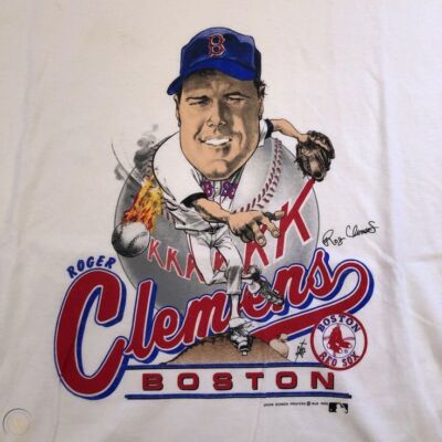 Remake 1988 Roger Clemens Caricature T-Shirt Boston Red Sox 80s Baseball HN1284