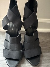 Womans BCBG Generation Strappy Black Heels Size 9M Back Zipper