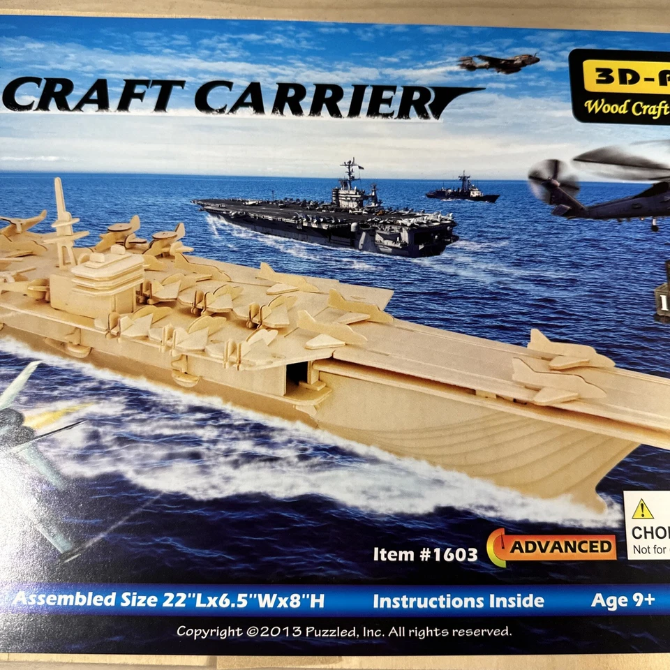 Rompecabezas 3D Portaaviones #1603 Madera Natural 170 piezas Edad Avanzada 9+ 2013 Nuevo  Foto 3 de 4