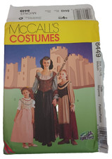 McCall's 8449 Costume Medieval Dresses Sewing Pattern Kids Size 12-14 New