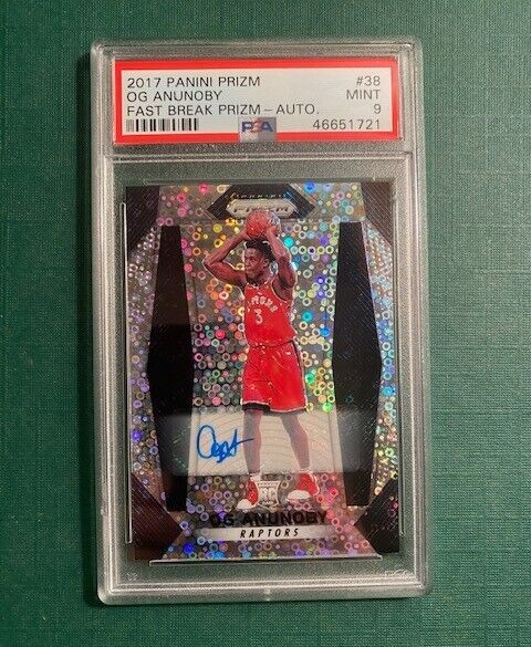 2017 Panini Prizm OG Anunoby Fast Break Prizm Auto Rookie PSA 9 #38